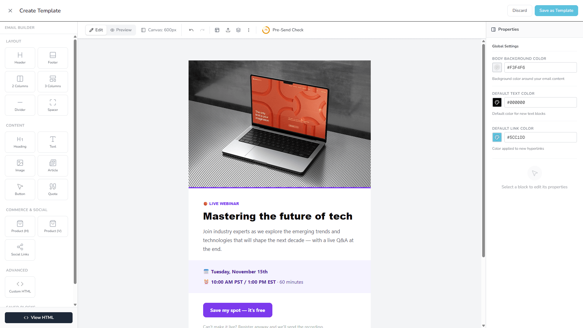 Visual Email Builder